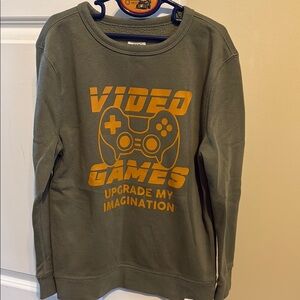 Olive Green Video Games Graphic Sweatshirt - Unbranded